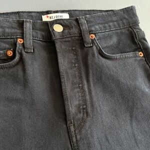 RE/DONE 90s High-Rise Ankle Crop Jeans | Size 26 |‎ Jet Black Stretch Denim